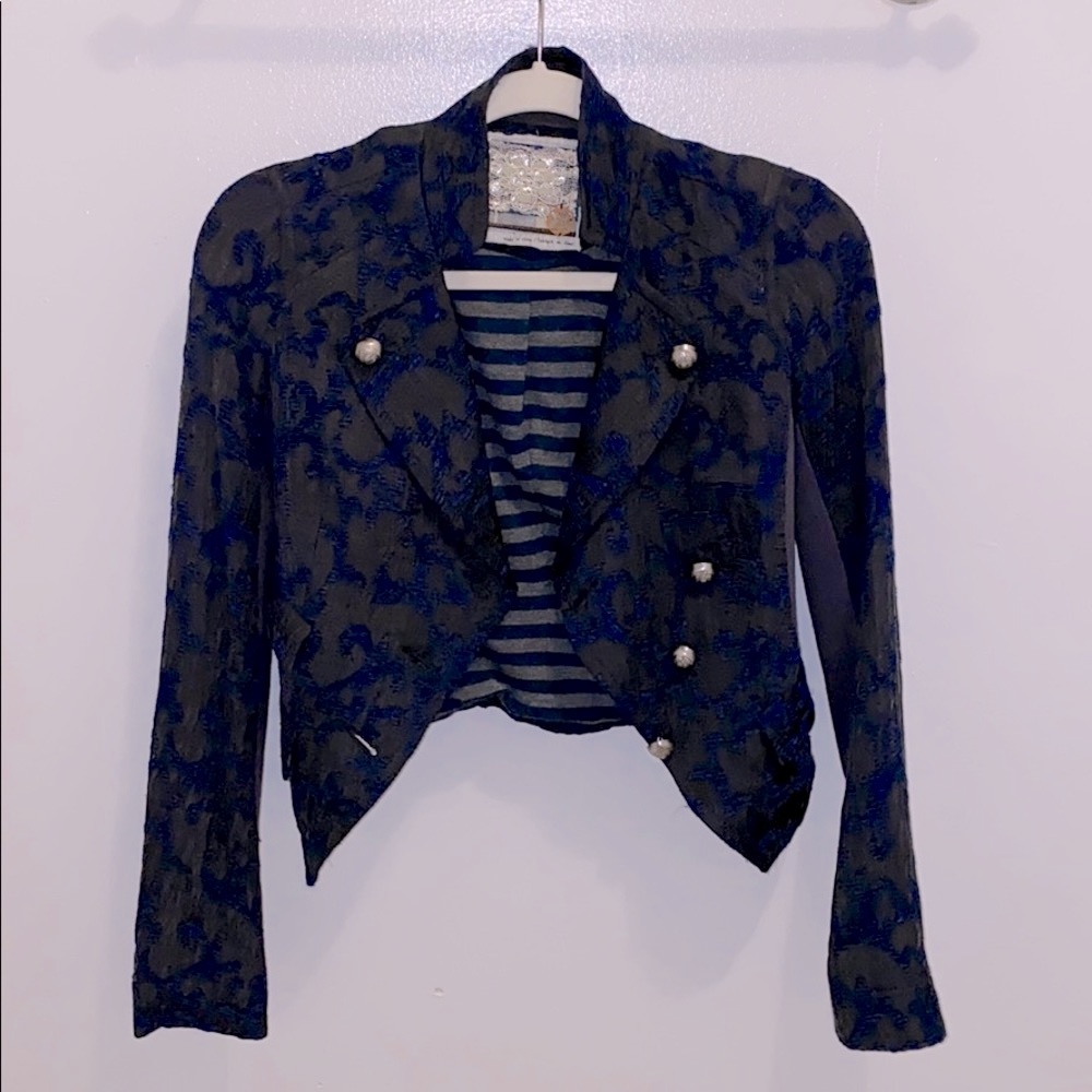 Free People Navy/Gray Blazer